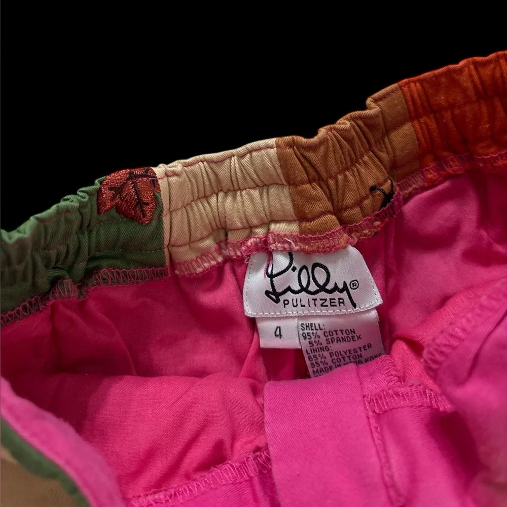 Lilly Pulitzer Multicolor Patchwork Kids embroidered acorn ladybug girls pants 4